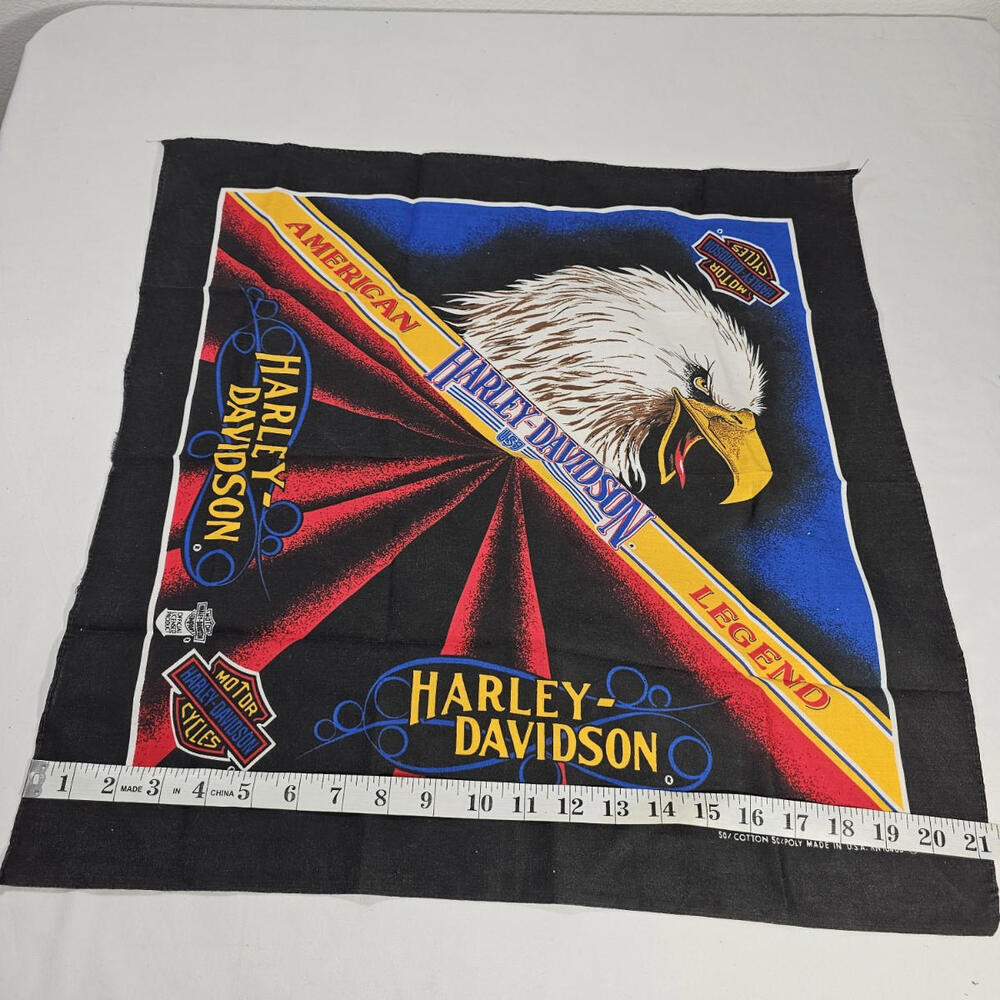 Vintage HARLEY DAVIDSON BANDANA "America Legend" MADE IN U.S.A. Black. - Picture 7 of 8